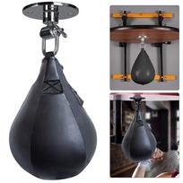 Bokso treniruočių greičio kamuolys, tvirtas PU odos pakabinamas besisukantis smūgio kamuolys speedball boksui, MMA, Muay Thai, fitneso treniruotėms juoda