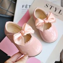Toddler Infant Kids Baby Girls Butterfly Knot Princess Leather Shoes Sandals 15 rožinė