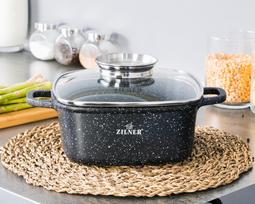 Kvadratinis puodas su marmuro nepridegančia danga 3.3L ZILNER ZL-9009