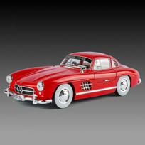 1:18 Benz 300SL Didelio tikroviškumo metalinis modelis Automobilis Puiki namų puošmena Darbalaukio ekrano puošmenos Automobilio centrinės konsolės papuošalai Žaislas raudona