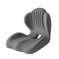 Ergonomic Seat Cushion Memory Foam with L-Shaped Design Hollow Air Circulation Lumbar Support Non-Slip Office Chair Cushion juoda pilka spalva