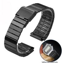 ONE 18mm smulkiojo plieno laikrodžio apyrankė CASIO A158/A159/A168/A169/B650 AQ230/700 A158W A168 Classic AE-1200 sidabrinė juoda metalinė apyrankė MN 18mm