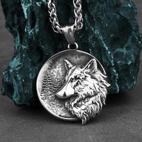 HNSP 316L Stainless Steel Norse Mythology Fenrir Wolf Necklace Pendant For Men Gift Viking  Accessories 60cm Length