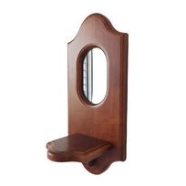 Mid-Century Solid Wood Wall-Mounted Mirror & Candle Holder with Aromatherapy Shelf. kavos spalvos spalva