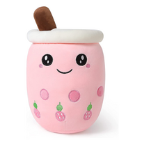 Mielas pliušinis žaislas / pagalvė Boba Bubble Tea, rožinė