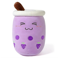Mielas pliušinis žaislas / pagalvė Boba Bubble Tea, violetinė