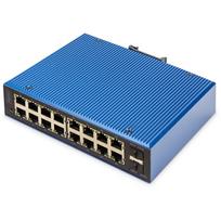Digitus Industrieller 16+2 -Port L2 managed Gigabit Ethernet Switch. Switch-Typ: Managed, Switch-Ebene: L2. Basic Switching RJ-45 Ethernet Ports-Typ: Gigabit Ethernet (10/100/1000), Anzahl der basisschaltenden RJ-45 Ethernet Ports: 16, Anzahl installierten SFP Module: 2. Vollduplex. MAC-Adressentabelle: 8000 Eintragungen, Routing-/Switching-Kapazität: 1Gbit/s. Netzstandard: IEEE 802.3x. DC input Spannung: 12 - 48 V (DN-651158)