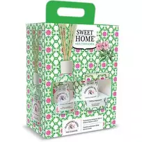 Sweet Home Collection Pink Oleander Set – Dovanų rinkinys su aromato difuzoriumi ir žvake