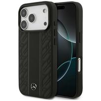 Mercedes Leather Laurel Leaves Stripes MagSafe Case for iPhone 17 Pro, Black