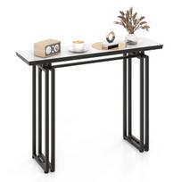 Marmurinis Costway konsolinis stalas su metalinio rėmo apsauga nuo pasvirimo ir reguliuojamomis pėdų pagalvėlėmis prieškambario stalas 110 x 30 x 81 cm baltas + juodas