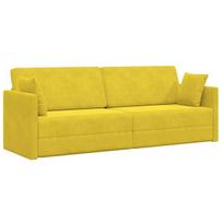 grindų sofa lova 2-in-1 Geltona 213x144x60 cm Audinys