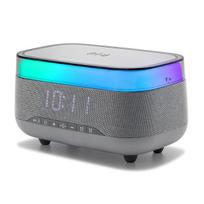 Išmanus žadintuvas su Bluetooth garsiakalbiu ir belaidžiu įkrovimu, pilkas