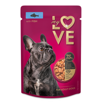 Pilnavertis konservuotas pašaras suaugusiems šunims su žuvimi MY LOVE 100g x 24