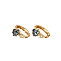 PONYKISS  Sterling Silver Topaz Mini Round Hoop Earrings for Women Daily Minimalist Elegant Ear Bones Geometric Fine