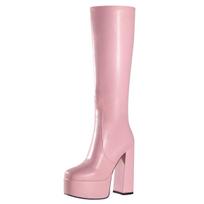Sexy Women Boots Girls High Heel Boots Motorcycle Roung Toe Zip Shoes Plus Size Martin Boots 34 balta