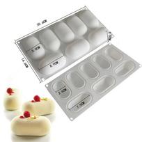 8 Ovalo formos silikoninė pyrago forma šokoladui, musui, ledams, dekoracijoms onesize