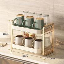Cup Holder Storage Rack 2-Tier - Multifunctional Drying Rack with Drip Tray Drain Organizer for Wine Tea Coffee Glasses & Cups