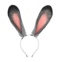 Teens Girls Plush Bunny Ear Shape Headband Plush Washing Face Cosplay Hair Hoop 1 pilka spalva