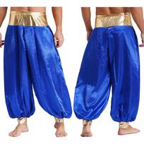S-4XL Blizgūs Metaliniai Harem tipo Kelnės Vyrams, Hipio Stiliaus Skiautinės Žibinto Kelnės Helovino Kostiumas Cosplay Arabų Kostiumas S karališkos mėlynos spalvos