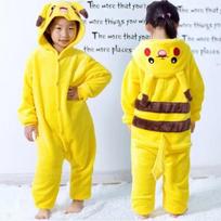 Pokemon Pikachu Šiltas Flanelinis Namų drabužis Vaikams Rudens ir Žiemos Minkštas Vienos dalies Kostiumas Cosplay Gyvūno Džemperis Pižama Tėvų ir Vaikų Mergaičių Miego drabužiai 100 fit 80-95cm