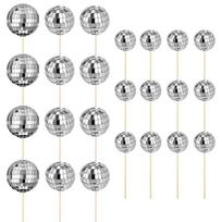 24pcs Reflective Discos Ball Cupcake Toppers Cake Decorations for Wedding Birthday Party Supplies Dessert Accessories sidabras