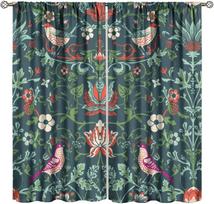 Kaimiškos sodybos William Morris užtemdantys užuolaidos   Botaninis gėlių paukščių retro raštas langų apmušalai   svetainei miegamajam 100*130 Rod Pocket 1pcs