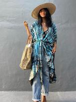 Vintažiniai kimono maudymosi kostiumėliai Halo Dyeing Beach Cover Up su varčiomis Negabaritinis ilgas megztinis Seksualūs atostogų užvalkalai One Size beige