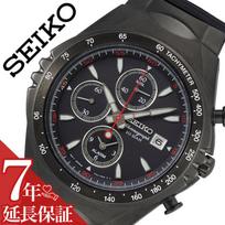 Seiko wristwatch SELECTION mens black SNAF87PC genuine product waterproof chronograph small second limited collaboration calendar date tachymeter