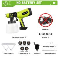 ONEGREEN 1400ML Elektrinis purkštuvas 850W Akumuliatorinis dažų purkštuvas HVLP Automobilio Baldų Plieno Elektriniai Įrankiai Makita 18V Akumuliatoriui Pin Without Battery