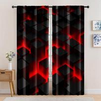 2 vnt. Langų užuolaidos Abstrakčios raudonos ir juodos spalvos gradientas Blackout Poliesterio Šventinė sienų dekoracija Tinka naudoti patalpose 100*130 Grommet Top 1pcs