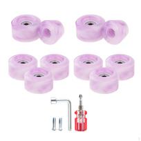 8 PCS 32 x 58mm, 82A Quad Roller Skate Wheels with Bearing Installed and 2 Toe Stoppers for Double Black White
