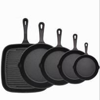 ZISIZ 5-Piece Cast Iron Frying Pan Set black