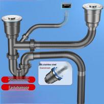 Kitchen Double Sink Drain Pipe Set