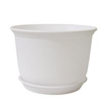 Didelis skandinaviško stiliaus dervos gėlių vazonas vidaus/lauko naudojimui: Imituoto keramikos vazonas žaliems augalams ir sukulentams Model 2 (18CM diameter) - Resin