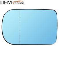 BMW 5 serijos E39 2000 - 2003 Facelift 7 E38 1995 - 2001 Vairuotojo keleivio durų šoninis sparno veidrodėlio stiklas šildomas mėlynas su pagrindu Left
