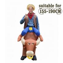 Pripučiamas kaubojiškas kostiumas suaugusiems Juokingas užsėdamas pripučiamas kostiumas Unisex Kalėdoms Padėkos dienai Šventės Dovana vakarėliui Cosplay One Size