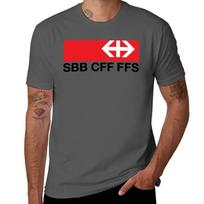 Šveicarijos federaliniai geležinkeliai (SBB-CFF-FFS) Logotipo marškinėliai marškinėliai individualus spaudinys juokingi marškinėliai medvilniniai marškinėliai S black