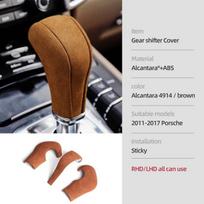 Betterhumz Porsche Cayenne 2011-2017 Automobilio priedai: Alcantara centrinės konsolės ir pavarų svirties dangtelio apdailos lipdukai 4914 brown gray