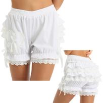 Moteriški mergaičių nėriniai apatiniai raukiniai Bloomer moliūgų kelnaitės šortai gotikinis cosplay kostiumas S juoda