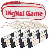Rummy Cube Game with 4 Racks 104 Rummy Cube Game Set with Portable Case Rummy Tiles Travel Set for Family Classic Board Games