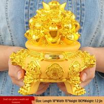 Golden Ingot Treasure Pot Figurine: Creative Feng Shui Wealth Decor for Living Room and Shop
