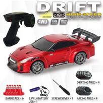 Nuotolinio valdymo pultelis , 1:24 mastelio RC driftas, 2,4 GHz 4WD RC žaislas su šviesomis, padangomis ir barikadų įrankiu, puiki dovana berniukams ir mergaitėms žalia