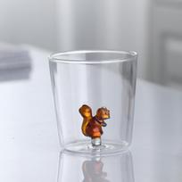 Animacinis stiklinis aukštai temperatūrai atsparus borosilikatinis stiklas buitinis permatomas didelės vertės gyvūno vandens puodelis 400ml [cold and heat insulation]