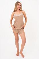 Moteriška pižama iš gofruoto šilko CREME FOLD 6025/051 Giulia, spalva creamy beige
