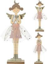 Kalėdinė dekoracija ANGEL WITH GLITTER STANDING, 28 cm