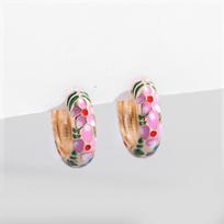 2024 Colorful Enamel Flower Drip Oil Ear Cuffs & Hoops: Chinese Style Earrings for Women