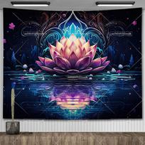 Boho Lotoso Gėlės Sieninis Gobelenas Spalvingas Peizažas Gėlių Gobelenai Kambario Dekoracija Estetika Jogos Kilimėliai Altoriaus Audiniai 95X73CM