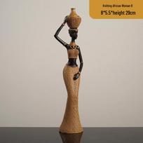Retro African Art Lady Resin Ornament for Living Room & Foyer Decor brown