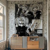 VIKAMA Death Note Tapestry Neon Anime Theme Bedroom Gaming Stream Room Anime-Style Living Room Wall Hanging Room Decor 40X60CM(1.3X2FT