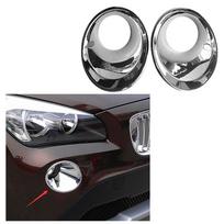 A57E-Car Styling Front Fog Light Frame Lamp Ring Cover Trim For BMW X1 E84 2009 2010 2011 2012 Plating